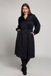 Satinkleid, Midikleid, V-Ausschnitt, Tunnelzug, Langarm
