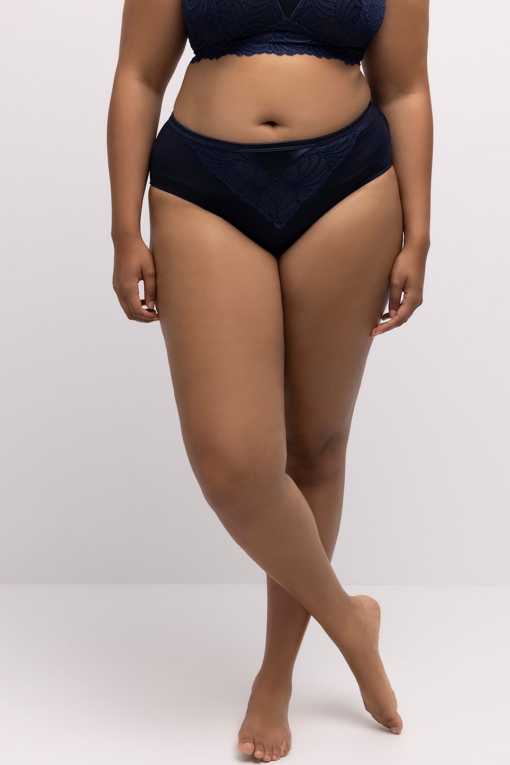 Große Größen Midislip, Damen, blau, Größe: 42/44, Baumwolle/Synthetische Fasern/Elasthan, Ulla Popken