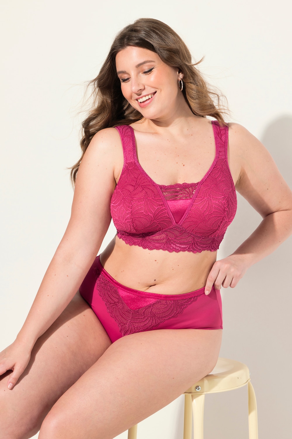 Große Größen Midislip, Damen, rosa, Größe: 54/56, Baumwolle/Synthetische Fasern/Elasthan, Ulla Popken