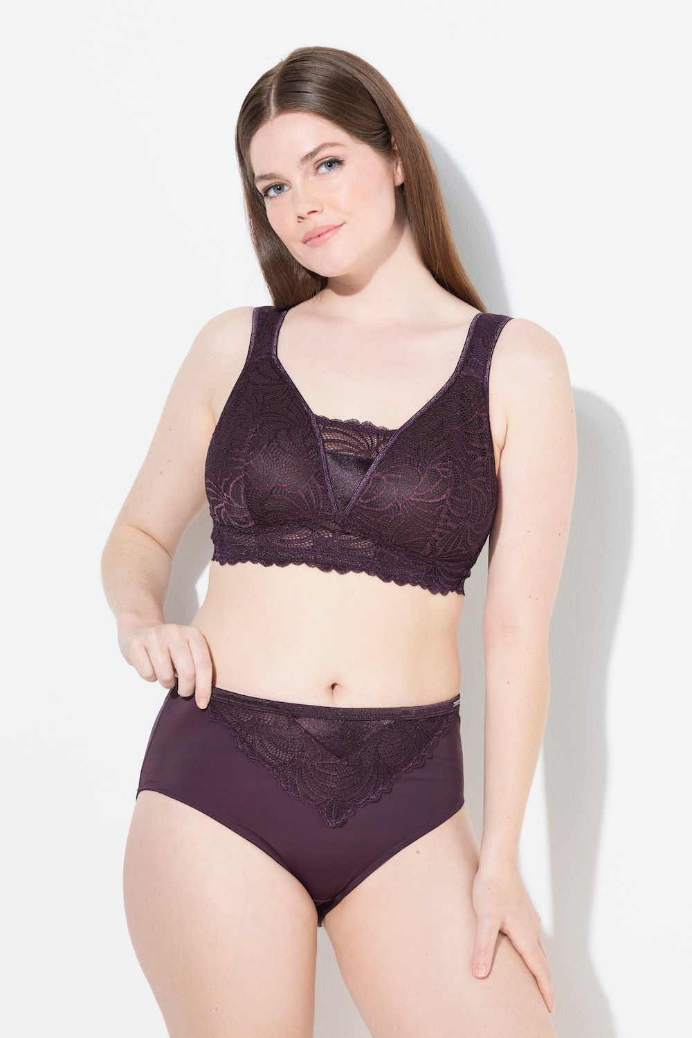 Große Größen Midislip, Damen, lila, Größe: 42/44, Baumwolle/Synthetische Fasern/Elasthan, Ulla Popken