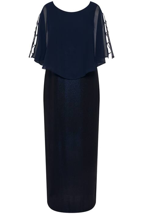 Maxi šaty, šifon, průstřihy, kulatý výstřih, 3/4 rukávy