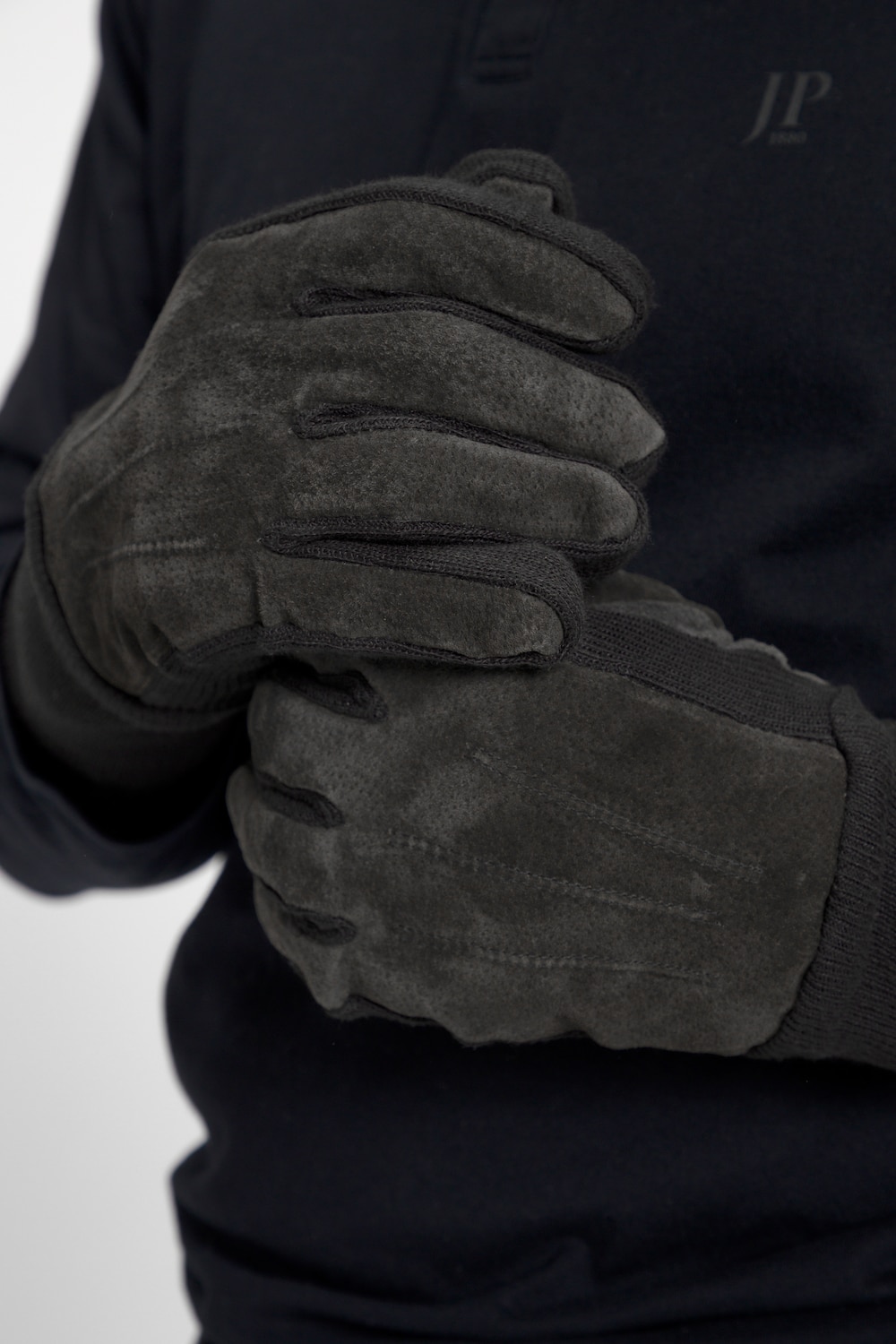 grandes tailles gants en cuir suédé, hommes, noir, taille: m, polyester/cuir, jp1880