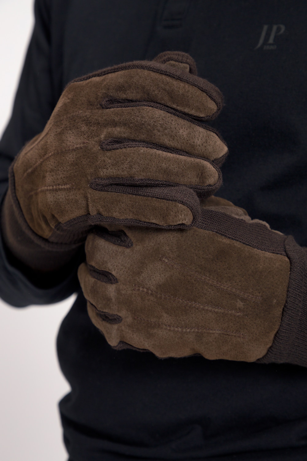 grandes tailles gants en cuir suédé, hommes, marron, taille: m, polyester/cuir, jp1880