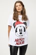 T-shirt, oversizowy krój, świąteczna Myszka Miki, okrągły dekolt, krótki rękaw