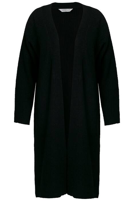 Rozepínací svetr, dlouhý, oversize, žebrovaný úplet, otevřený střih