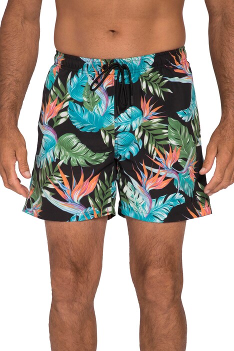 plavecké šortky, plážová móda, elastický pas, květovaný potisk