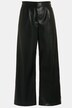 Weite Hose, High Waist, weites Bein, Lederoptik