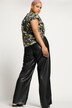 Weite Hose, High Waist, weites Bein, Lederoptik