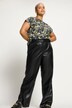 Weite Hose, High Waist, weites Bein, Lederoptik