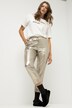 broek, smal toelopende fit, elastische band,  gold metallic