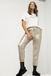 broek, smal toelopende fit, elastische band,  gold metallic