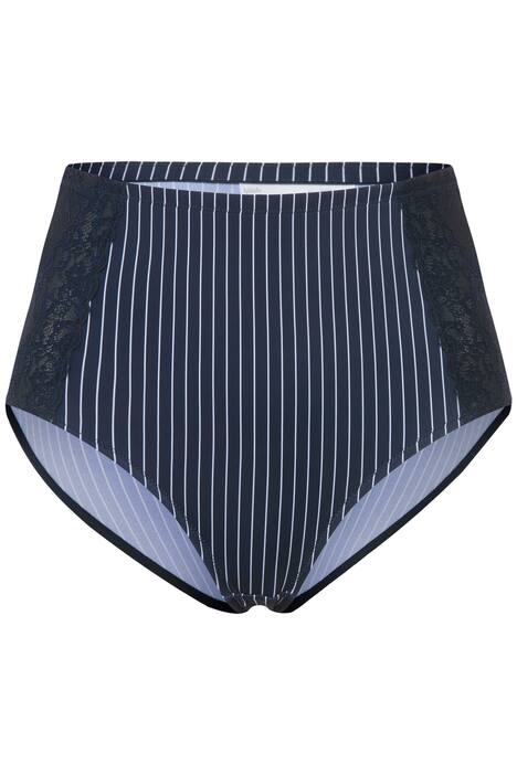 Tvarující maxi kalhotky, vysoký pas, elegantní proužky, krajkové vsadky