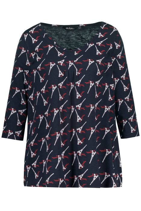 Tričko, Eiffelovka, A střih, výstřih do V, 3/4 rukávy