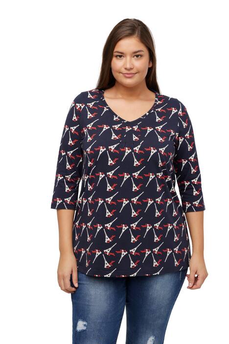 Tričko, Eiffelovka, A střih, výstřih do V, 3/4 rukávy