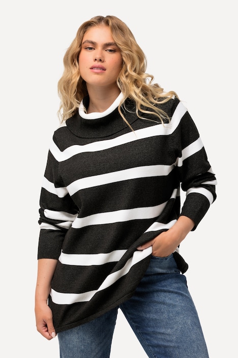Stripe Fine Knit Turtleneck Sweater, Sweater