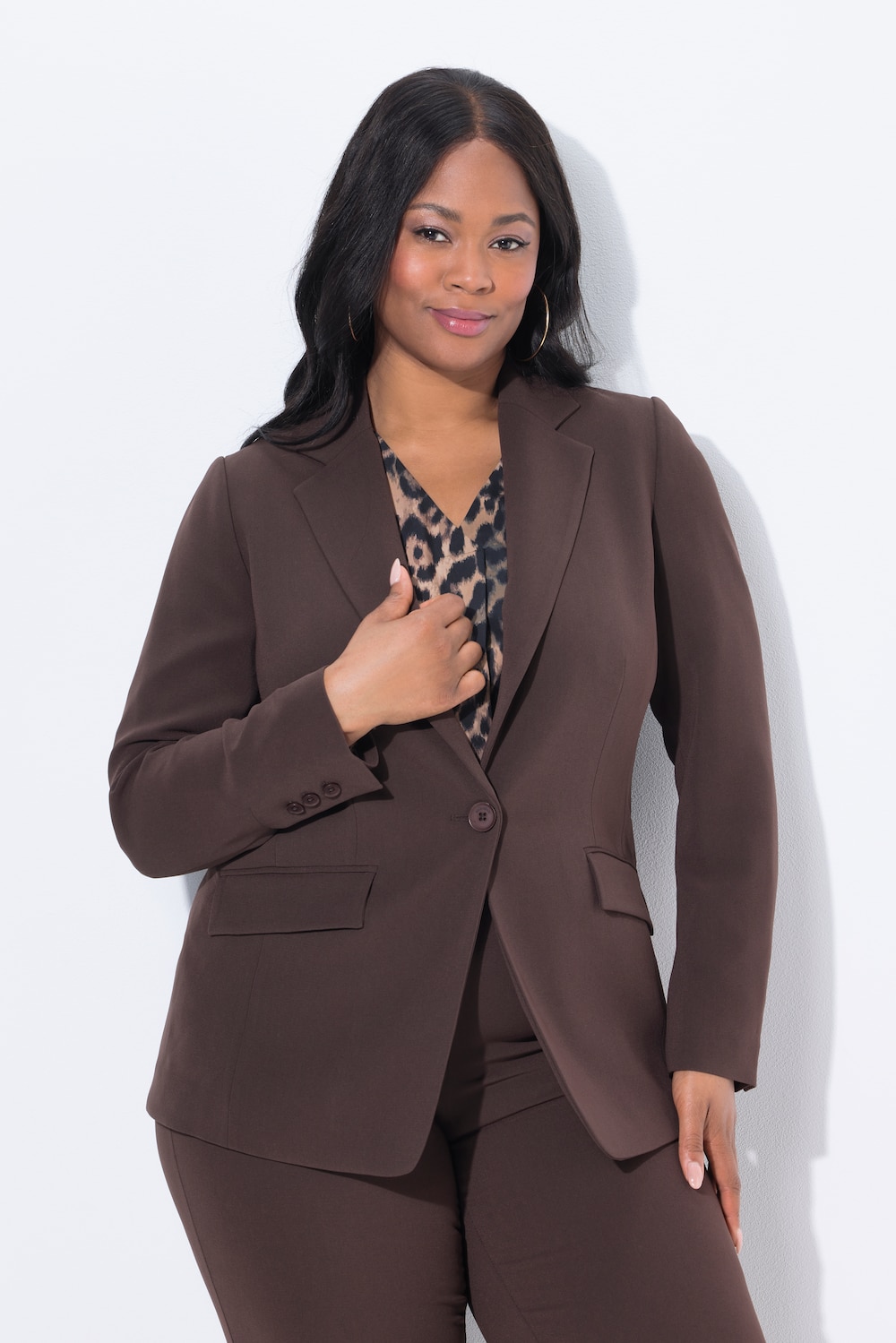 Große Größen Blazer, Damen, braun, Größe: 60, Kunstseide/Viskose/Polyester, Ulla Popken