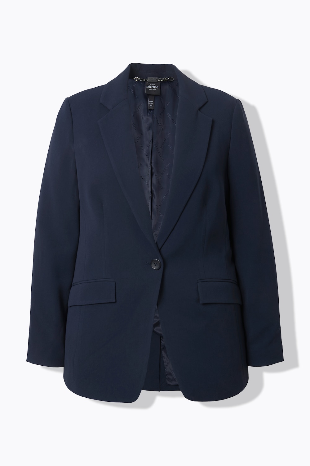 Stora storlekar Kavaj, Dam, blå, storlek: 50, Konstsilke/Viskos/Polyester, Ulla Popken