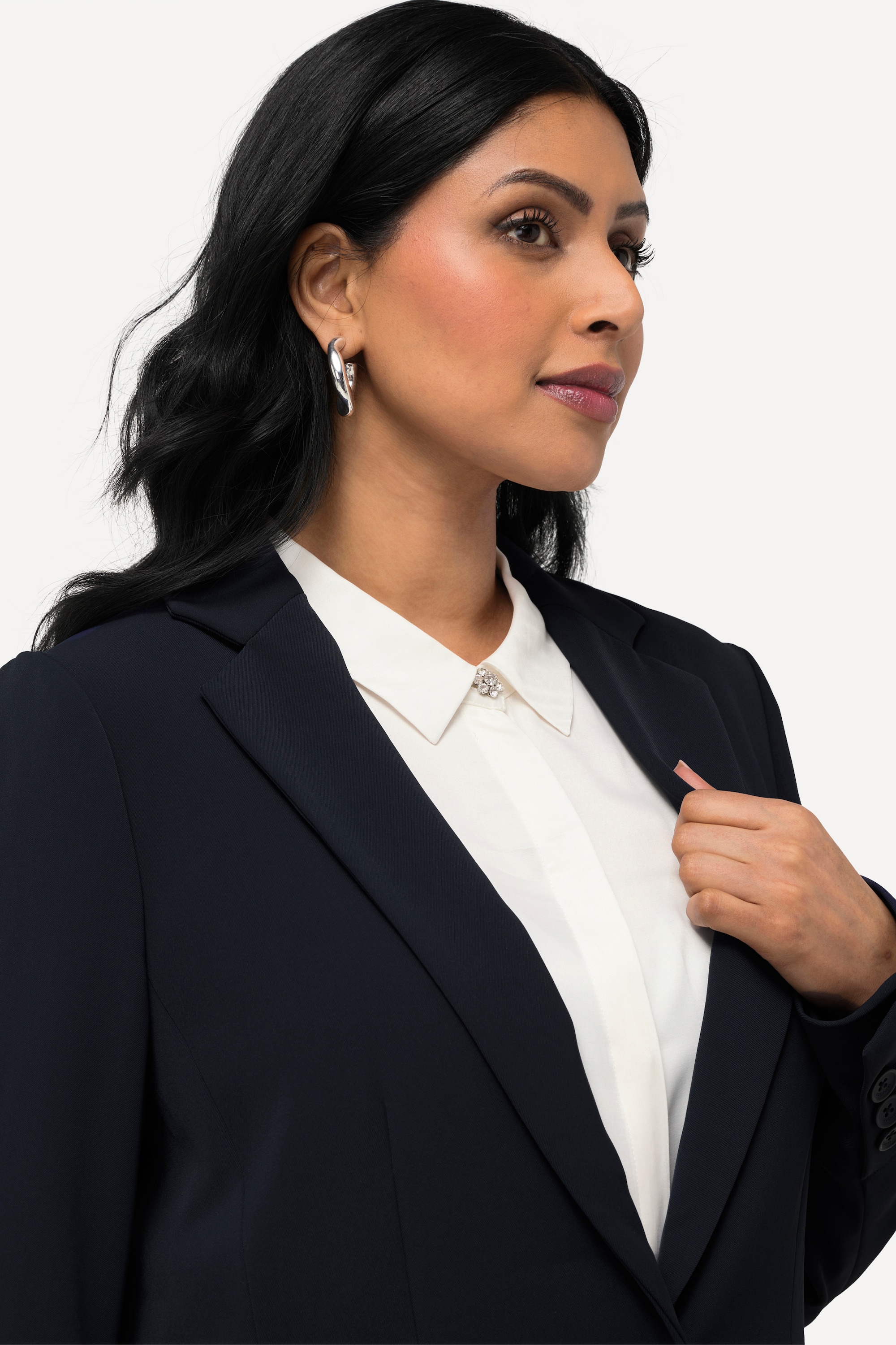 Ulla Popken Damen große Größen Blazer Acetat Reverskragen Knopfverschluss 811944