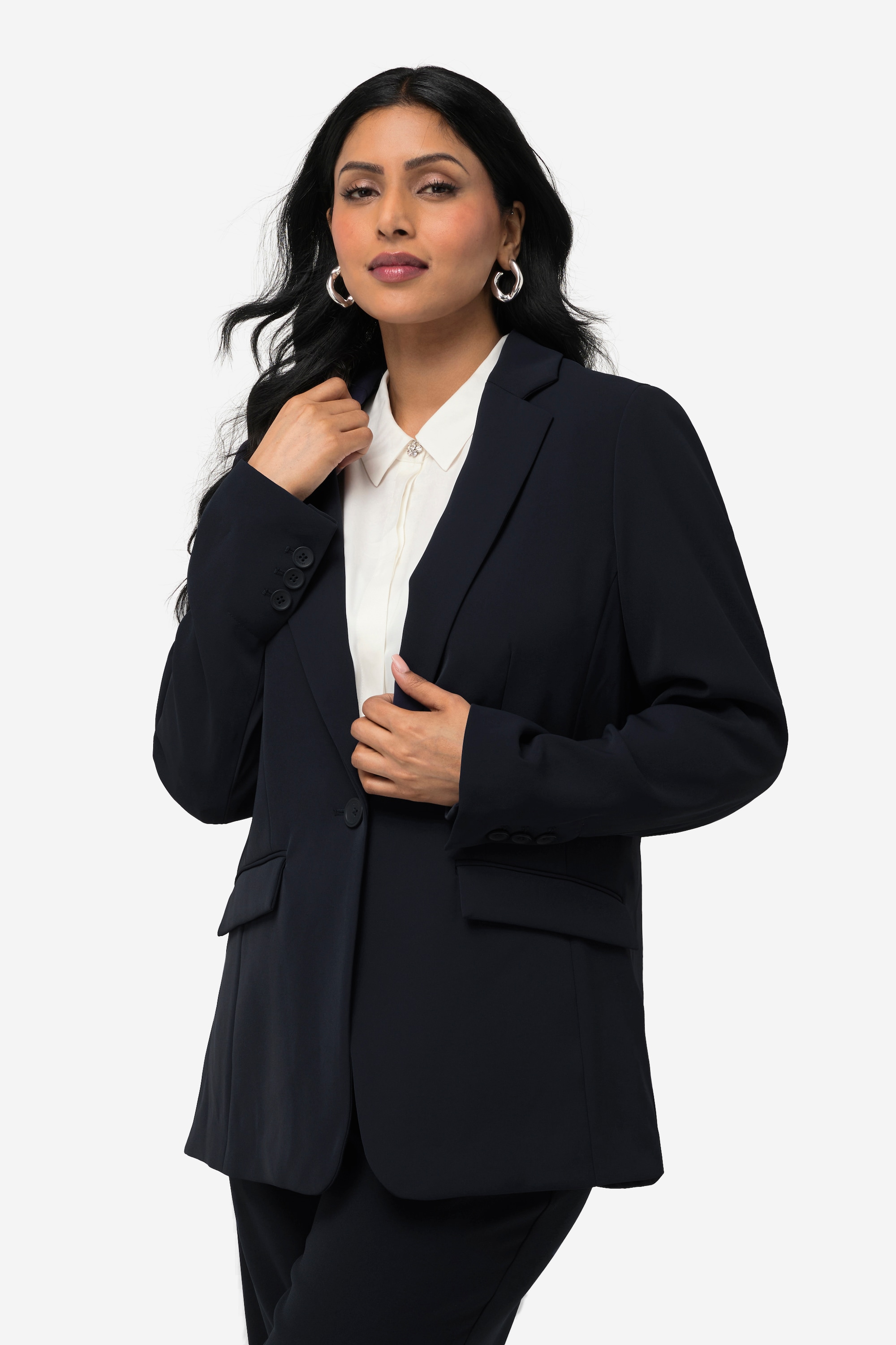 Ulla Popken Damen große Größen Blazer Acetat Reverskragen Knopfverschluss 811944