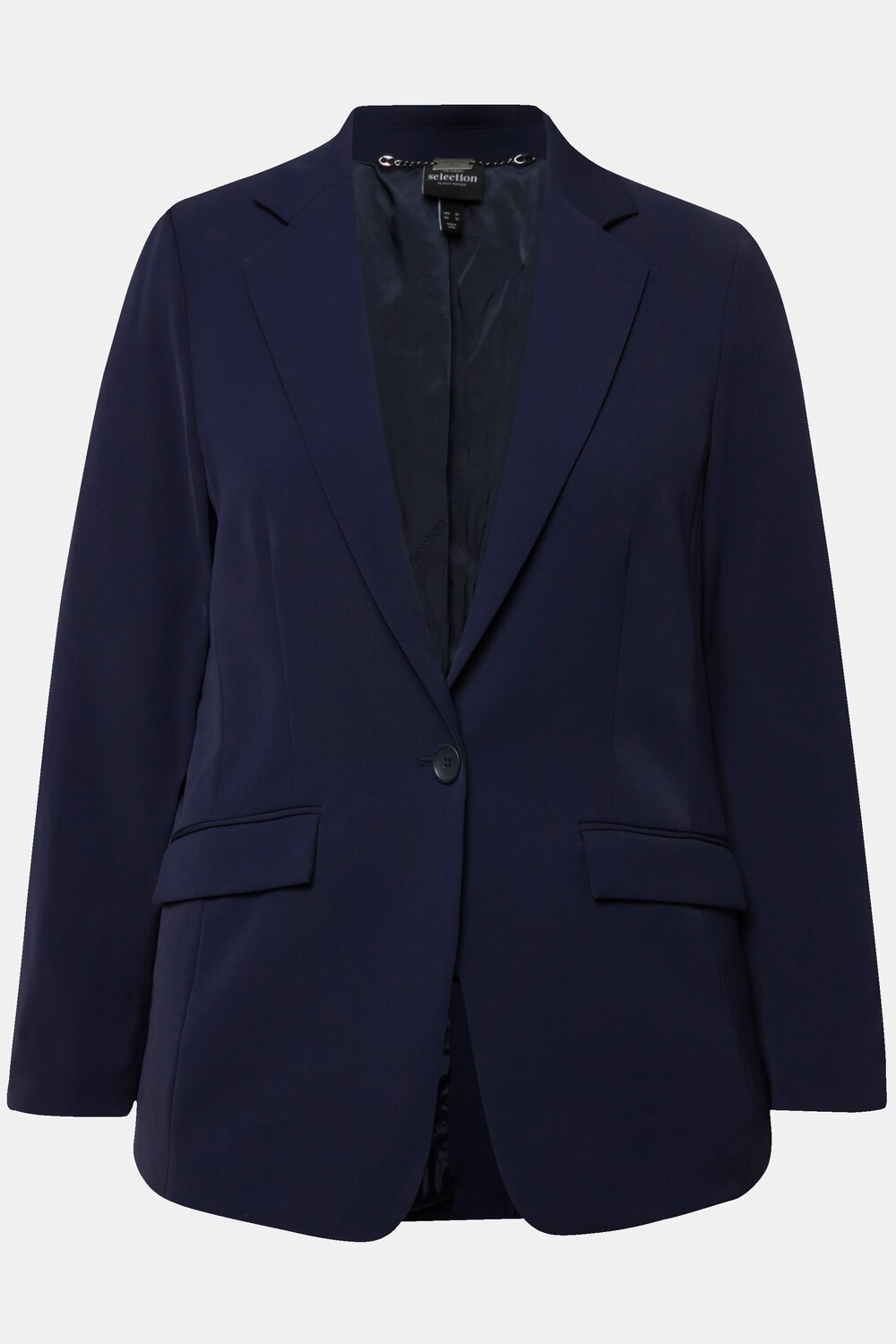 Stora storlekar Kavaj, Dam, blå, storlek: 42, Konstsilke/Viskos/Polyester, Ulla Popken