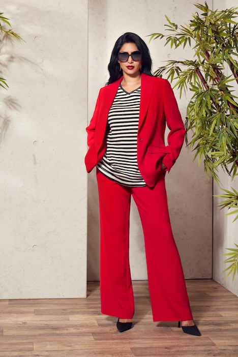 Triacetate Blend Wide Straight Leg Suit Pants