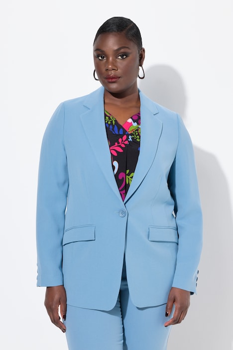 Triacetate Blend Lapel Collar Fully Lined Blazer