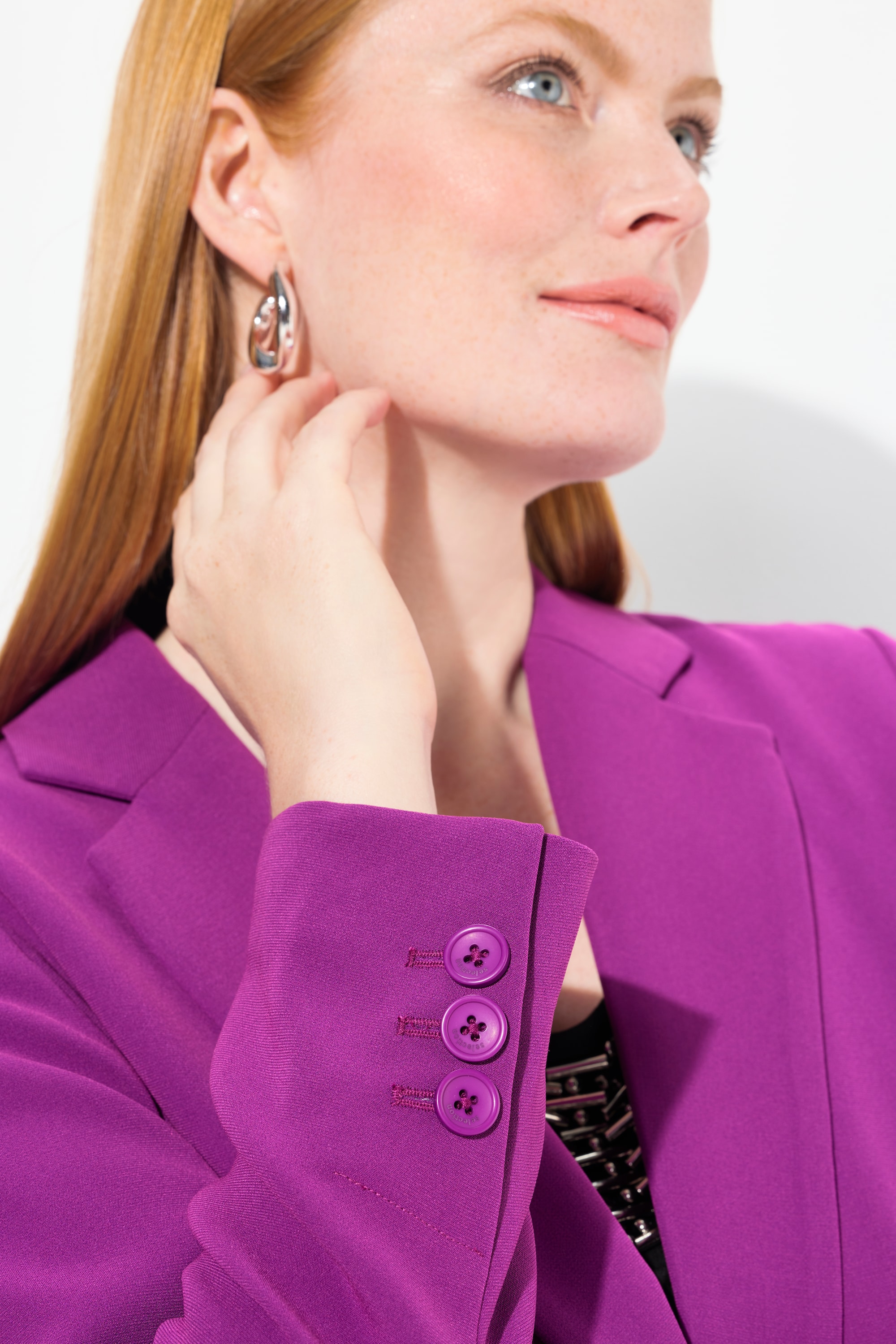 Ulla Popken Damen große Größen Blazer Acetat Reverskragen Knopfverschluss 811944