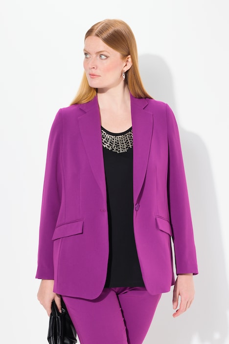 Triacetate Blend Lapel Collar Fully Lined Blazer