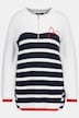 Pullover, Streifenmix, Herz, Stehkragen, Zipper, Langarm