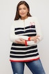 Pullover, Streifenmix, Herz, Stehkragen, Zipper, Langarm