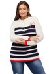 Svetr, pruhy, srdce, stojáček, zip, dlouhé rukávy