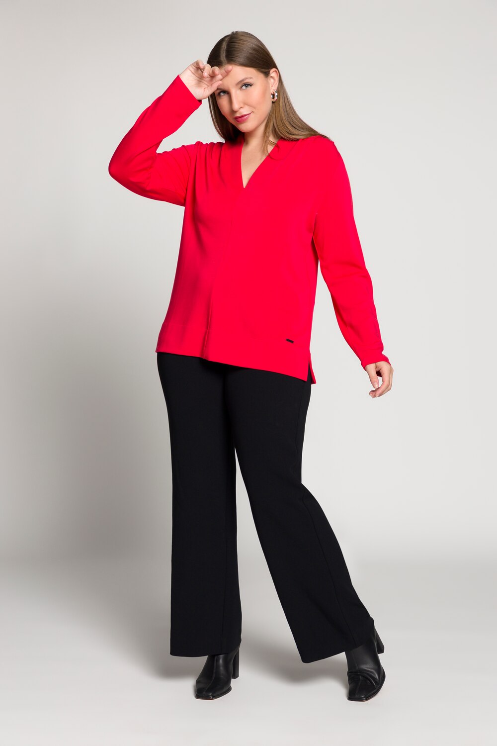 Grote Maten shirt, Dames, rood, Maat: 50/52, Viscose/Synthetische vezels, Ulla Popken