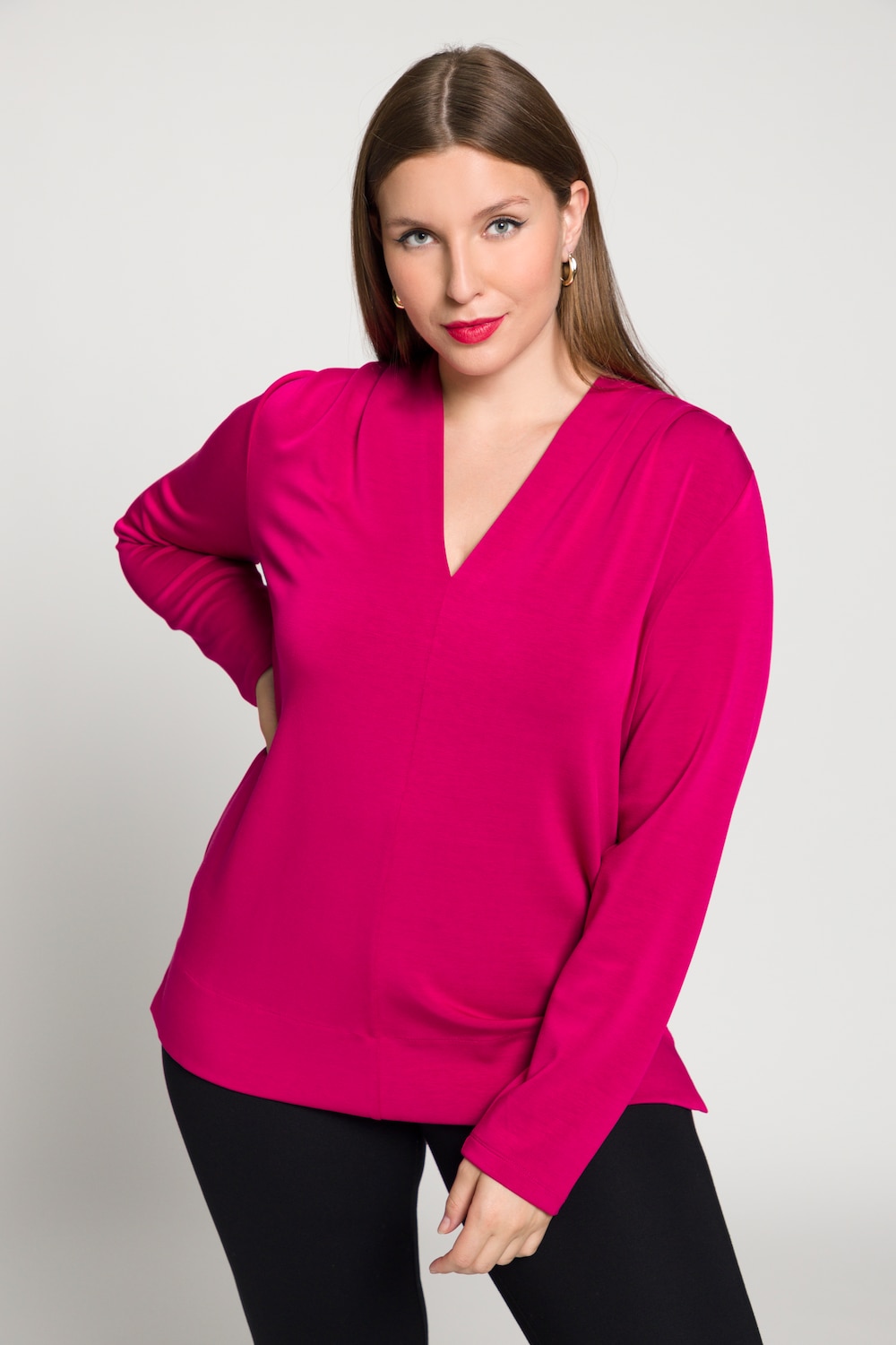 Grote Maten shirt, Dames, roze, Maat: 54/56, Viscose/Synthetische vezels, Ulla Popken