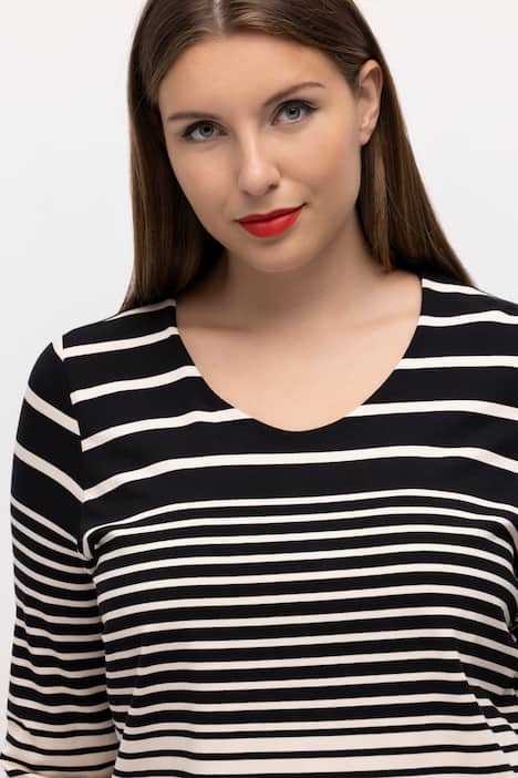 Shirt, Streifen, Rundhals, Langarm