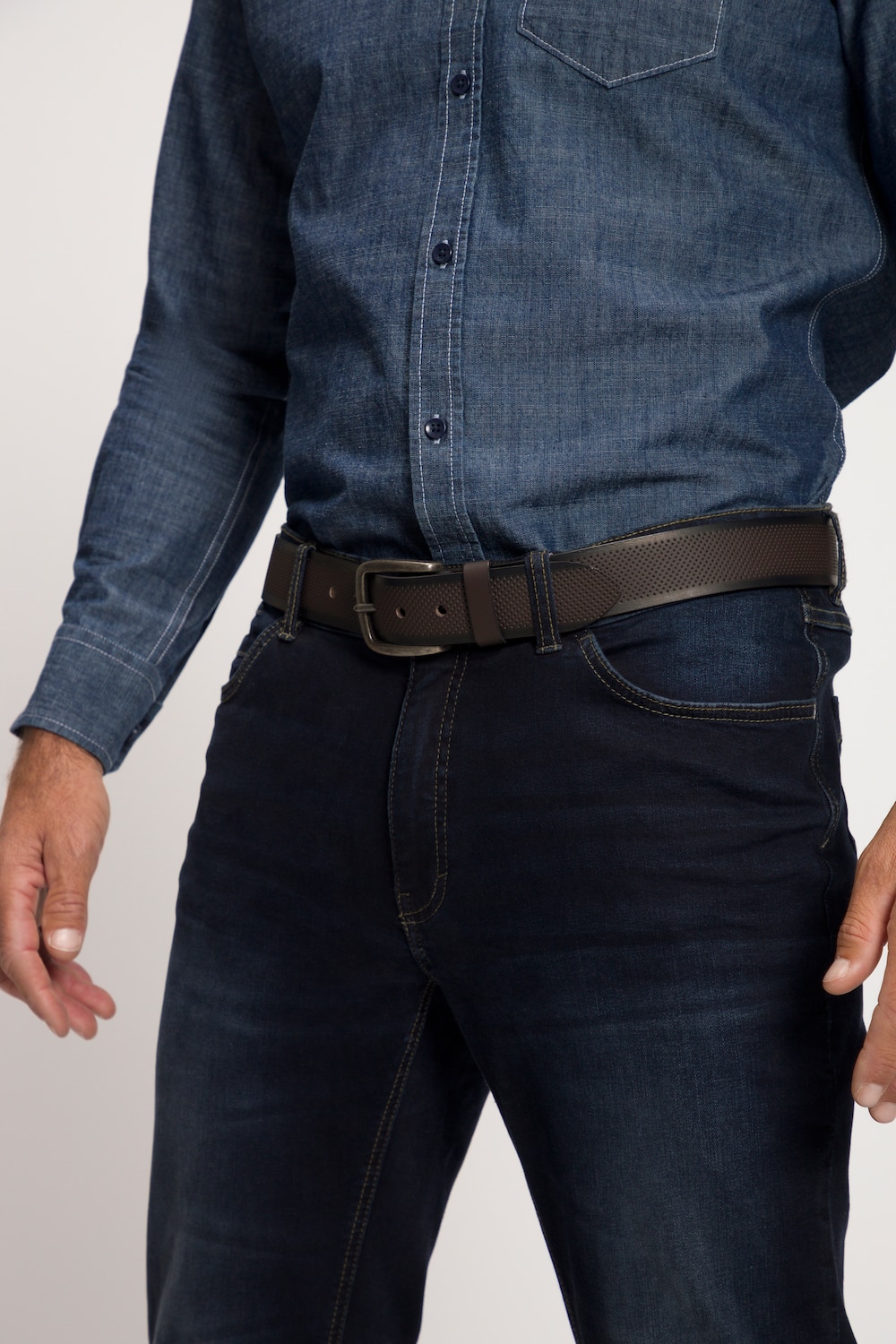 grandes tailles ceinture en cuir, hommes, marron, taille: 160, cuir, jp1880
