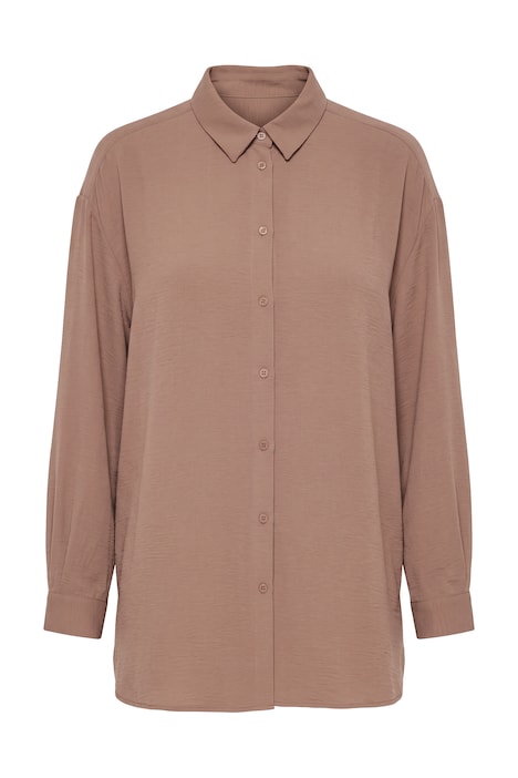 Košilová halenka, oversize, krep, límeček, dlouhé rukávy