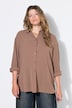 Hemdbluse, oversized, Krepp, Langarm