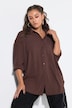 Hemdbluse, oversized, Krepp, Langarm