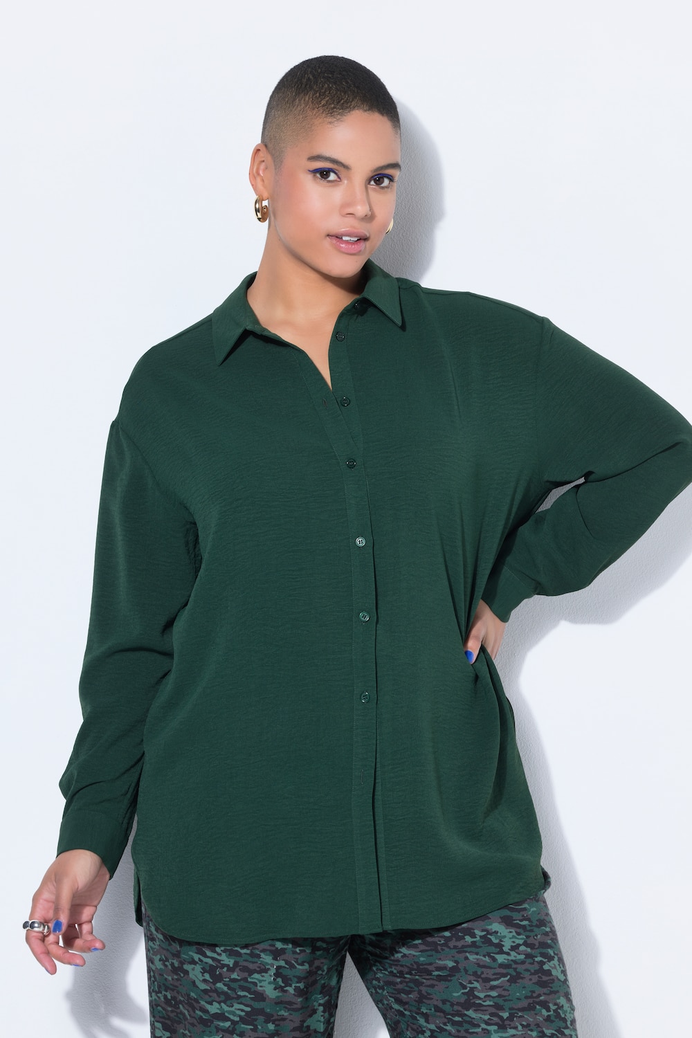 Thumbnail - Große Größen Hemdbluse, Damen, türkis, Größe: 58/60, Polyester, Studio Untold