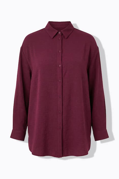 Hemdbluse, oversized, Krepp, Langarm