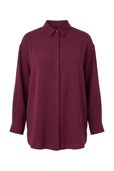 Košilová halenka, oversize, krep, límeček, dlouhé rukávy