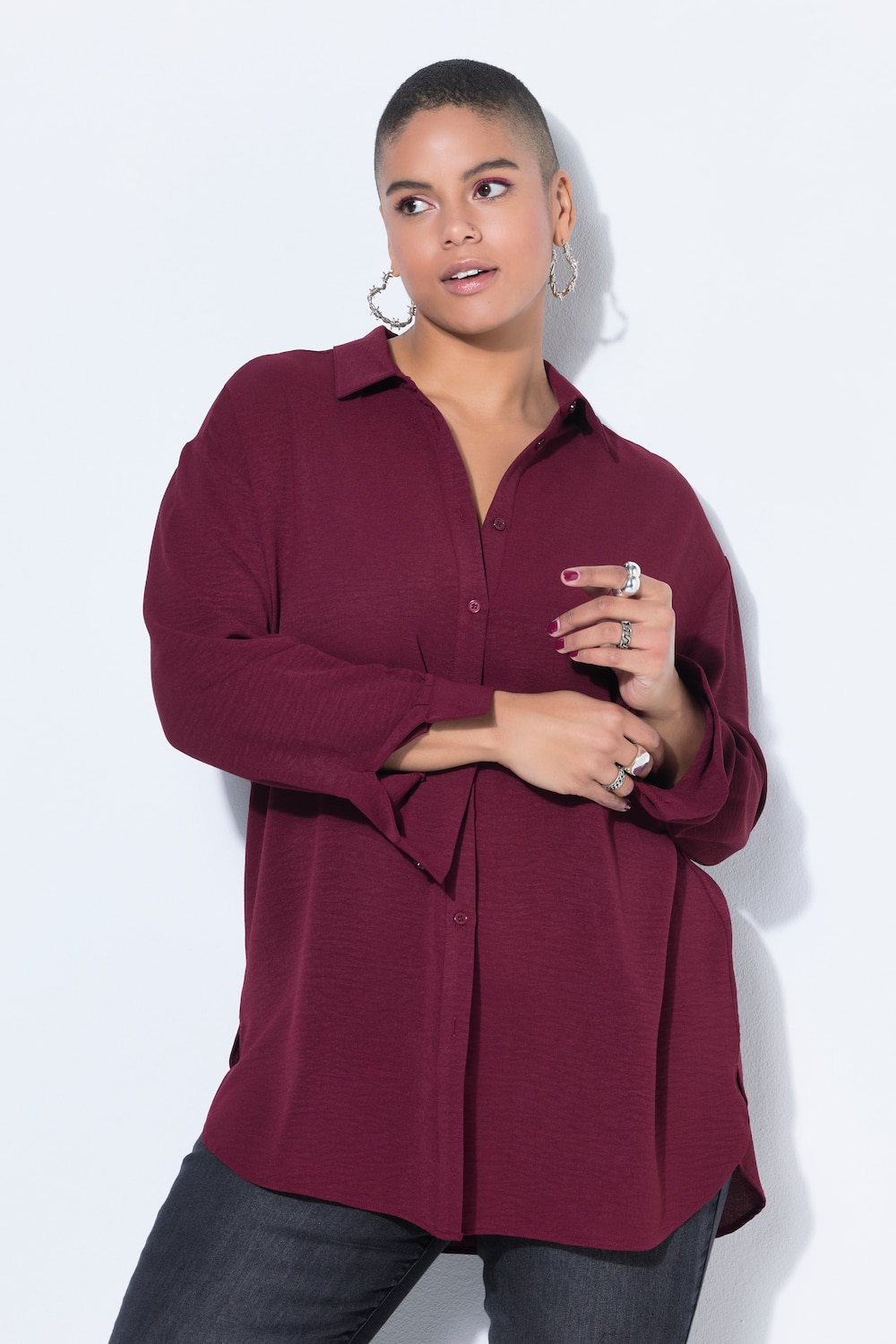 Thumbnail - Große Größen Hemdbluse, Damen, rot, Größe: 46/48, Polyester, Studio Untold