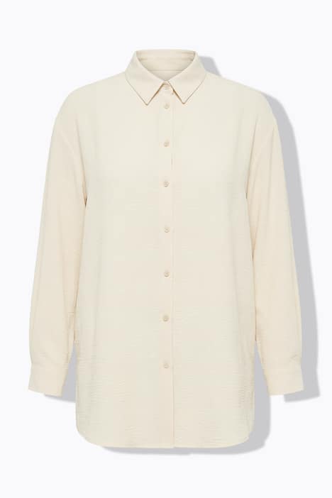 Chemise oversized en tissu crêpe, col de chemise et manches longues