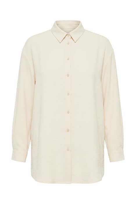 Košilová halenka, oversize, krep, límeček, dlouhé rukávy