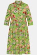 Hemdblusenkleid, Blumen, A-Linie, Hemdkragen, 3/4-Arm