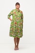 Hemdblusenkleid, Blumen, A-Linie, Hemdkragen, 3/4-Arm