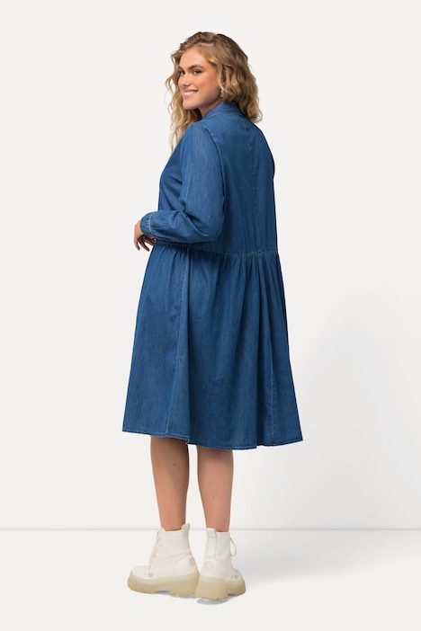 Denim Button Front Long Sleeve Shirt Dress More Dresses Dresses