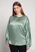 Satinbluse, oversized, Rundhals, Fledermausarm
