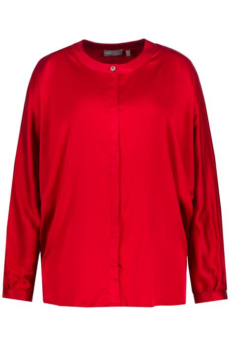 Saténová halenka, oversize, kulatý výstřih, netopýří rukávy