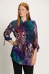 Chrysanthemum Print Roll-Tab Sleeve Tunic Blouse